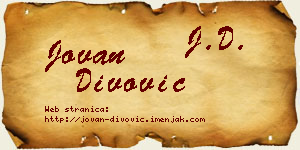 Jovan Divović vizit kartica